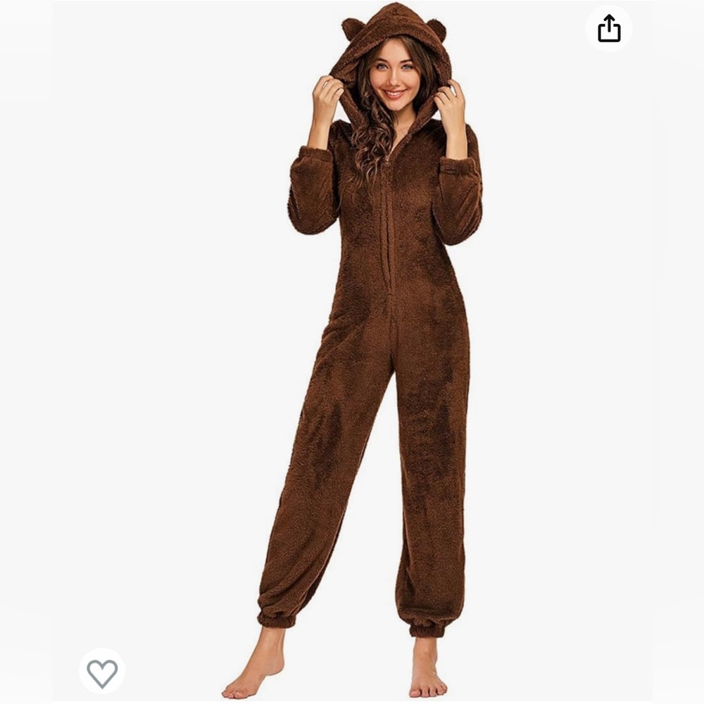Cozy Brown Hooded Onesie Pajamas